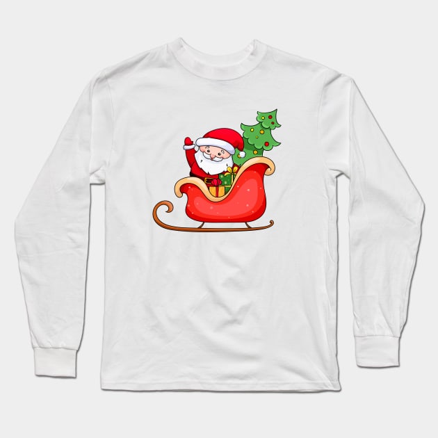 santa claus rides in sleigh Long Sleeve T-Shirt by  ESHA-Studio